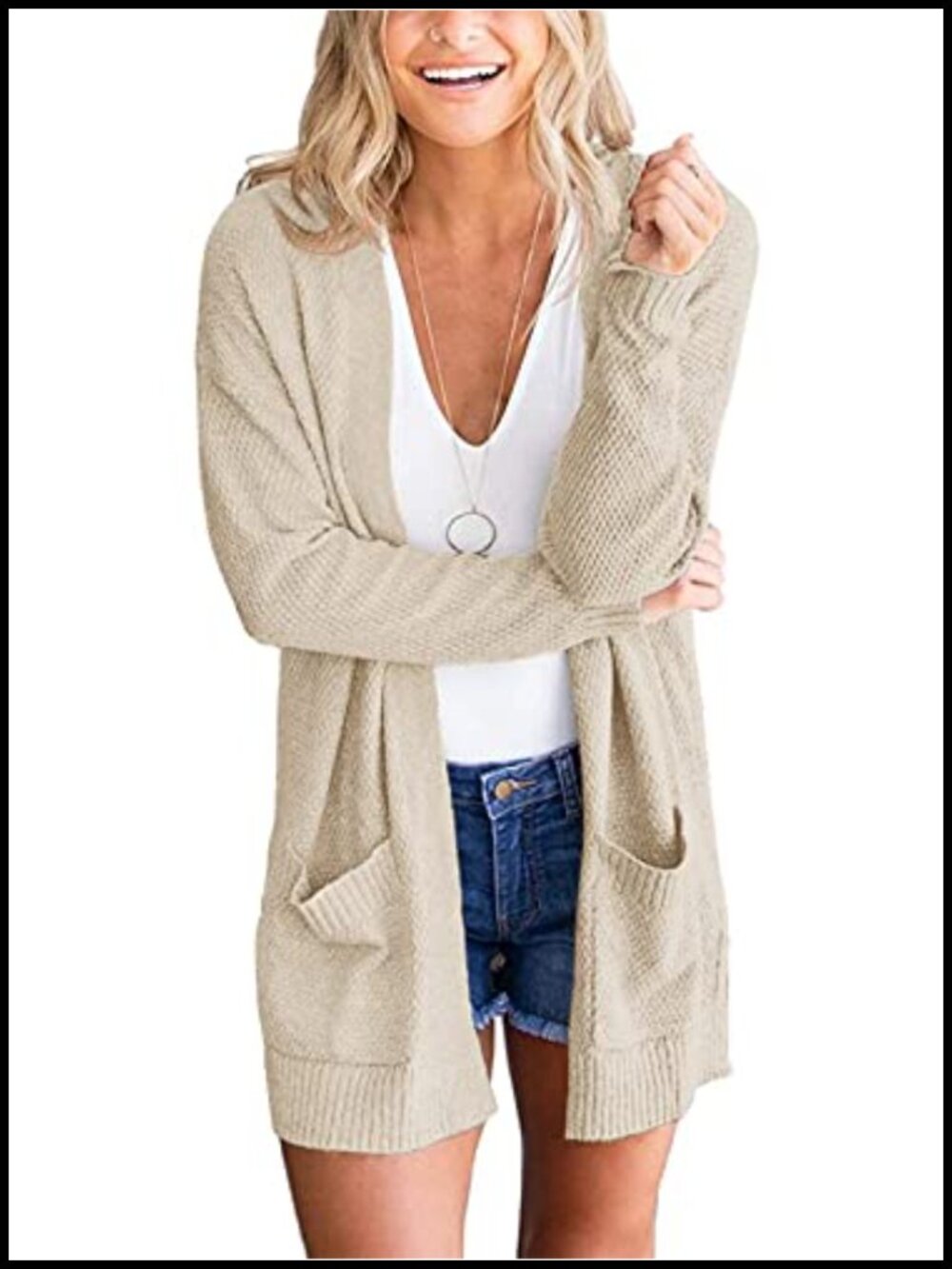 Womens Open Front Long Cardigan Sweater Duster Length Side Split Pockets